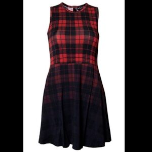Killstar Ombre Red-Black Plaid Mini Dress